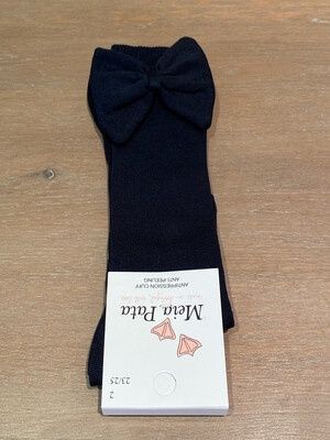 Meia Pata Kniekousen donkerblauw met grote strik opzij