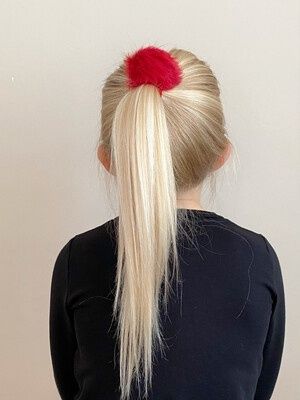 Meia Pata Haarelastiekje met grote pompon - rood