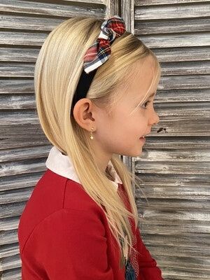Meia Pata Diadeem met tartan strik - donkerblauw