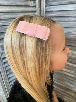 Powder pink dubbele strik - alligator clip