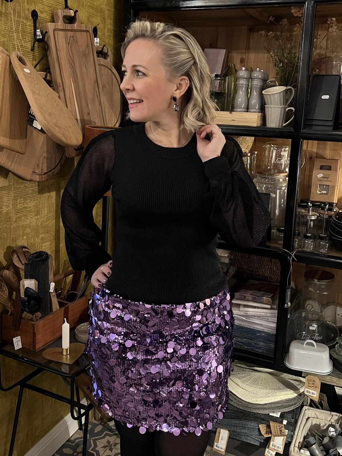 Rokje met pailletten Purple