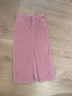 Halflange rok met split vieux roze