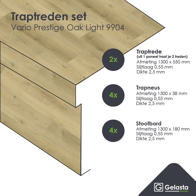 Traptreden set PVC 9904 Vario Prestige Oak Light