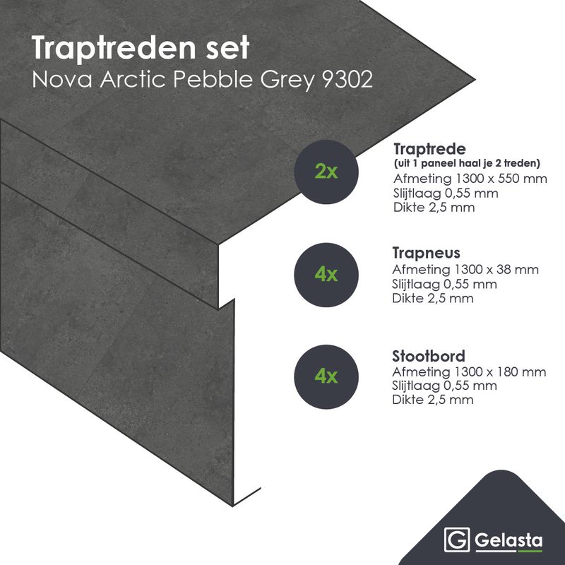 Traptreden set PVC 9302 Nova Arctic Pebble Grey