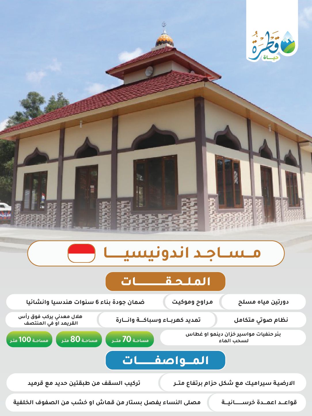 مساجد ( اندونيسيا ) - اختر المساحة وستظهر لك التكلفة الإجمالية