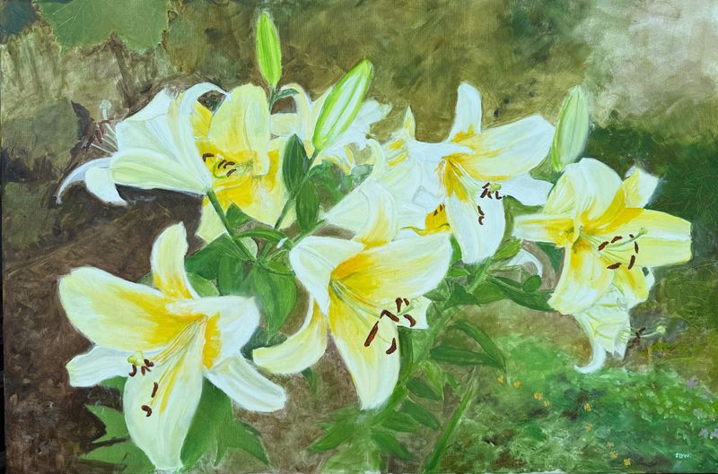 Yellow Lilies on a Cloudy Day