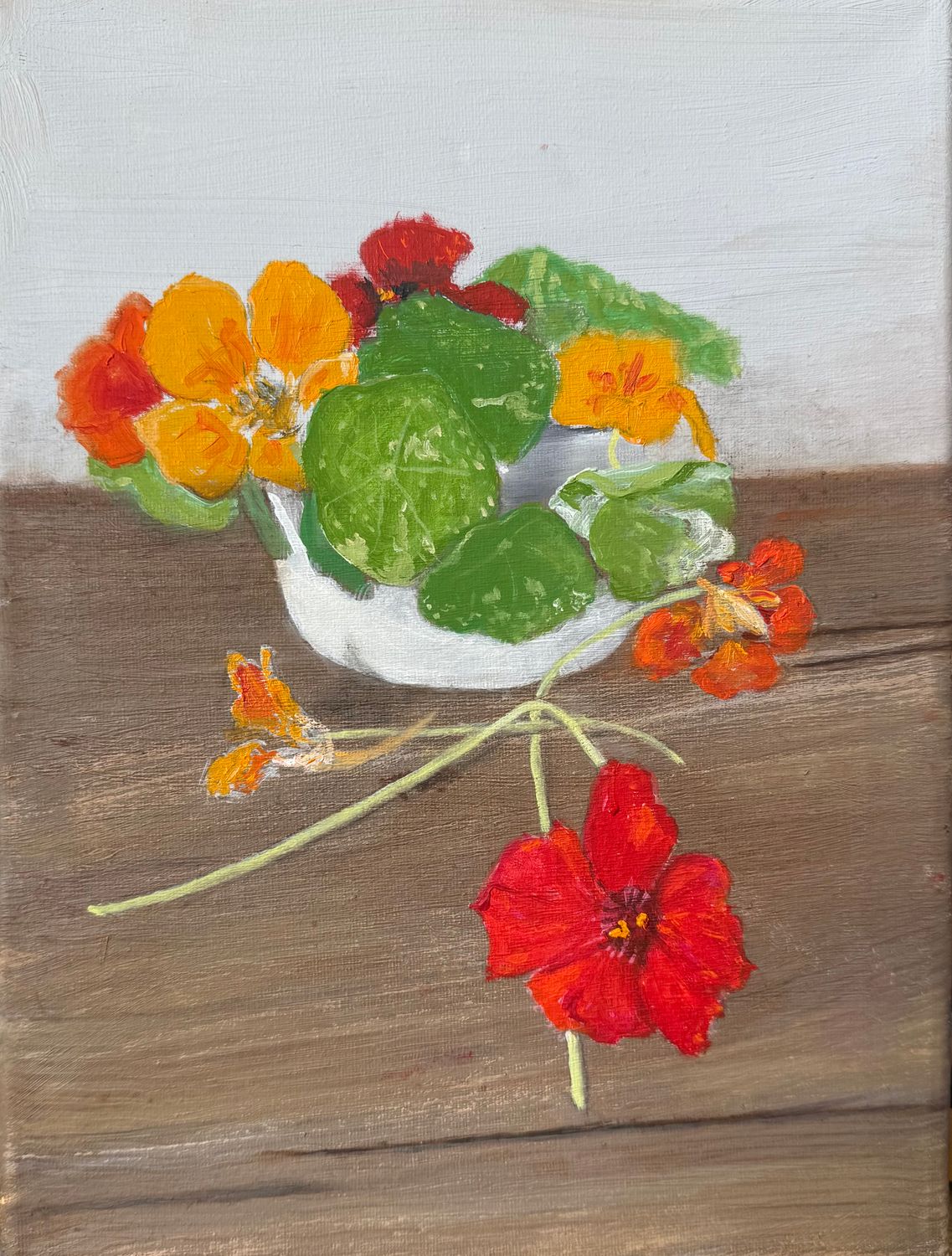 Nasturtiums in  White Bowl