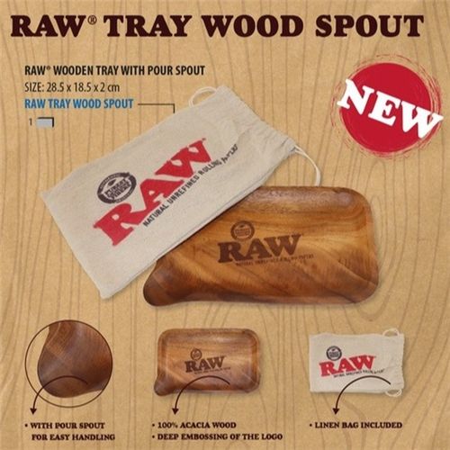 RAW Wooden Rolling Tray with Pour Spout, 28cm