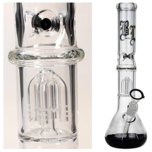 Black Leaf Glass Bong Ice 4-Arm Percolator black, 40cm