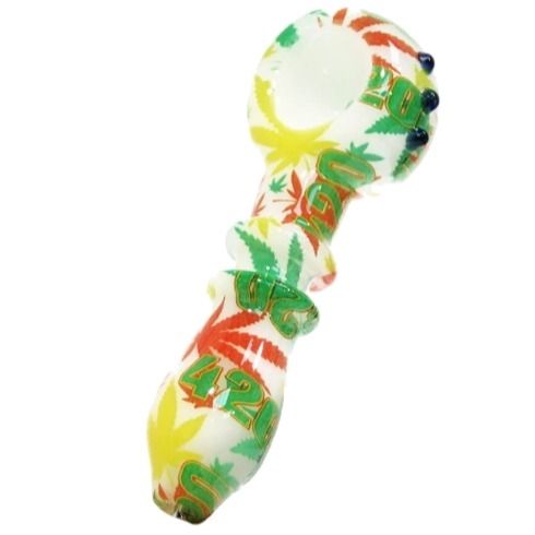 Urban Crew Rasta Weed Leaves Glass Pipe, 13cm