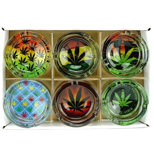 Cannabis Leaves Glass Ashtray