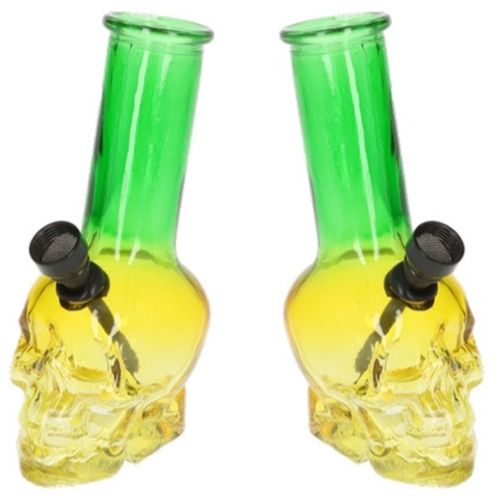 Coloured Skull Mini Glass Bong, 14cm
