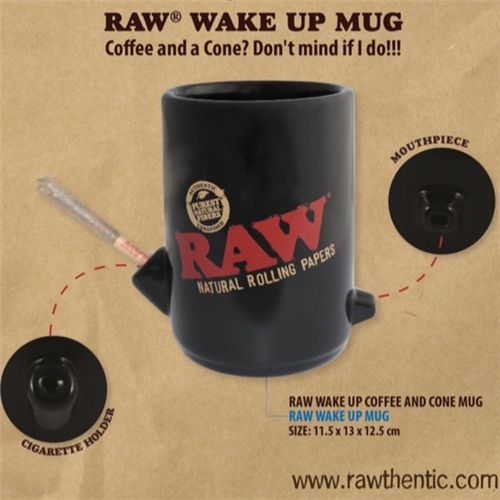 RAW Black Wake Up Coffee &amp; Cone Mug