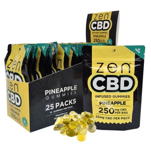 ZEN 250mg CBD Infused Gummies Pineapple, 60g