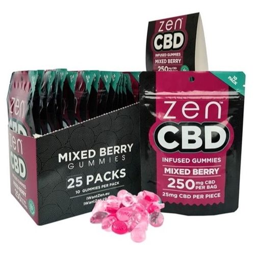 ZEN 250mg CBD Infused Gummies Mixed Berries, 60g