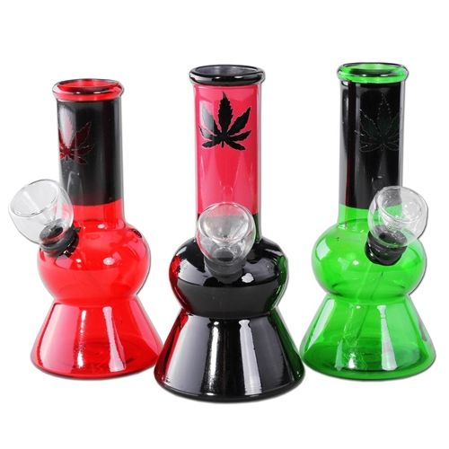 Mini Bong with Hemp Leaf, 13.5cm