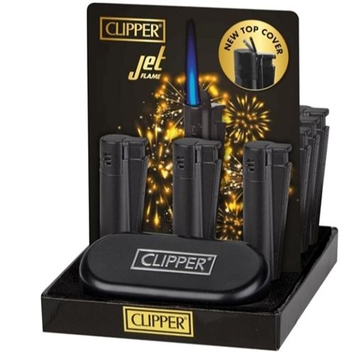 Clipper Matt Black Metal Jet Lighter