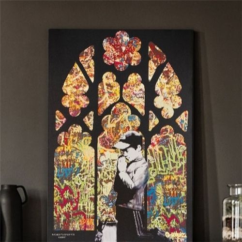 Banksy&#39;s Graffiti - Church of Graffiti Canvas, 90 x 64 x 3cm