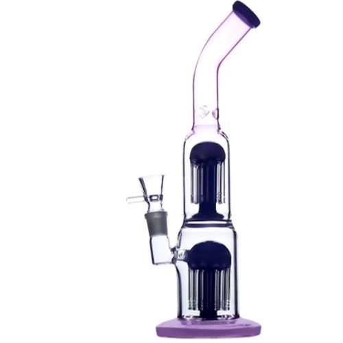 Pink/Blue Glass Bong + 2 Percolator, 35cm