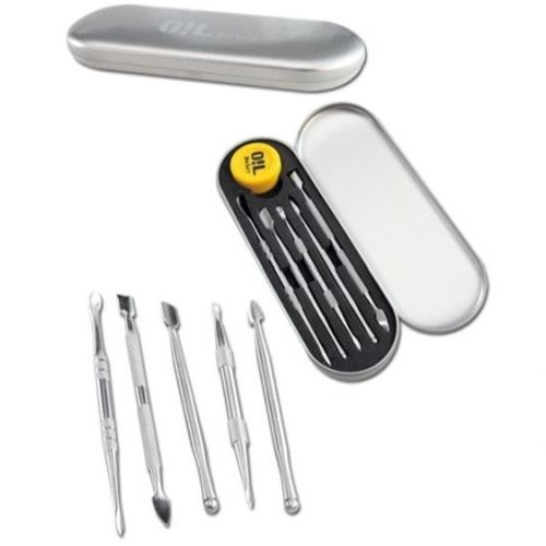 Oil Black Leaf Stainless Steel Tools Set Including Silicone Jar