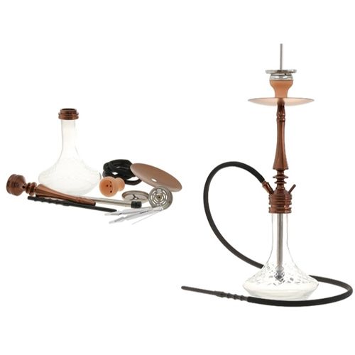 Crystal Clear/Bronze Glass Shisha - 1 Hose, 76cm