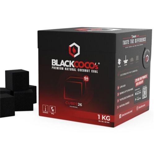 Blackcoco Premium Coconut Charcoal 26/26/26mm, 1kg (64 pcs.)