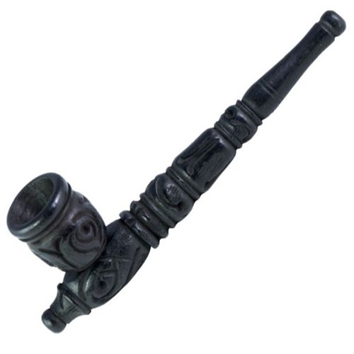 Ebony Wood Pipe Engraved, 15cm