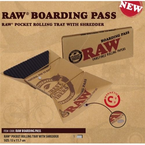 RAW Boarding Pass - Pocket Rolling Tray with Shredder