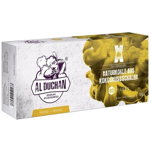 Al Duchan Yellow Natural Coconut Charcoal 25mm round, 1kg (80 pcs.)