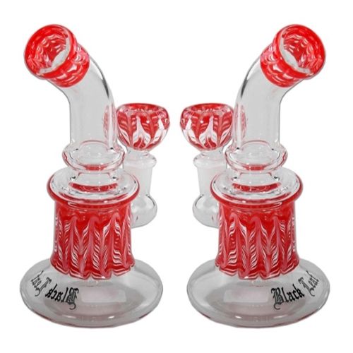 Black Leaf Glass Bubbler Red, 17cm