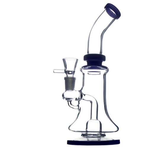 Transparent/Blue Glass Bong + Percolator, 23.5cm