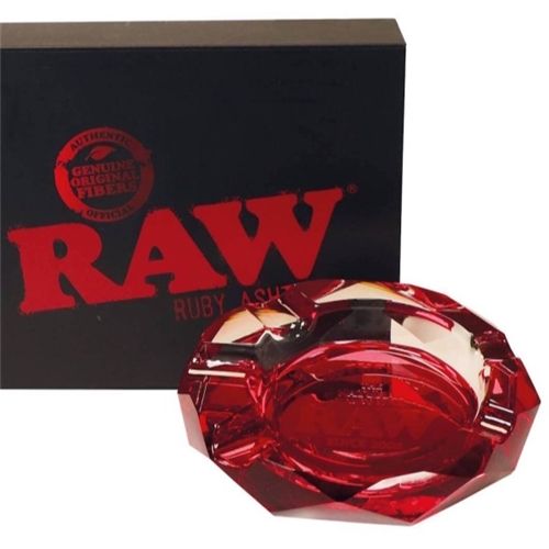 RAW Ruby Red Glass Ashtray, 11.5cm