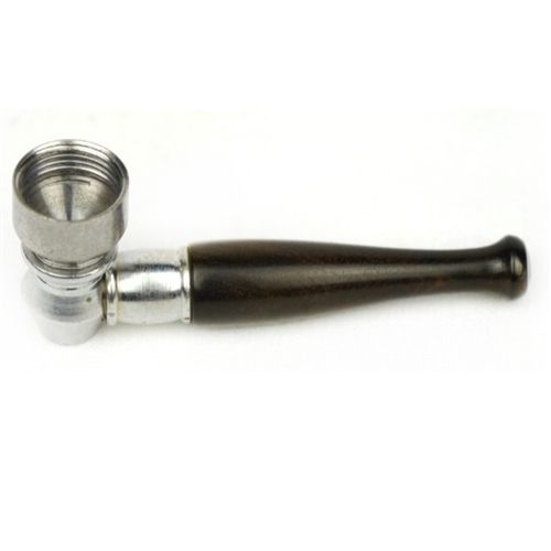 Wooden Pipe with Metal Head, 10cm