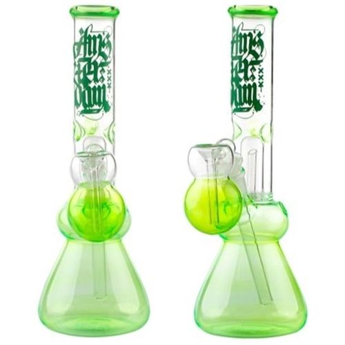 Green Beaker With 3-Arm Percolator And Ice Notch, 30cm