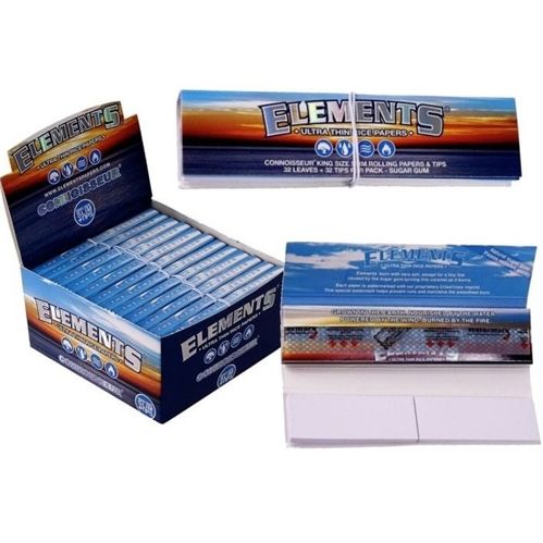 Elements Blue Connoisseur King Size Slim Rice Papers &amp; Tips