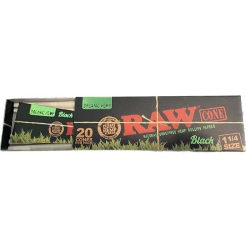 RAW Black Organic Cones 1 1/4, X 20