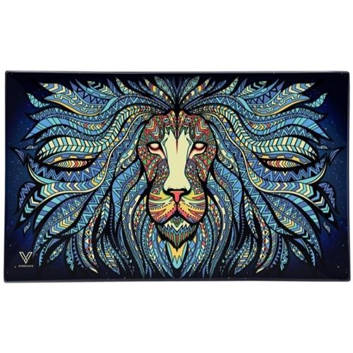 Tribal Lion Glass Rolling Tray, 26cm