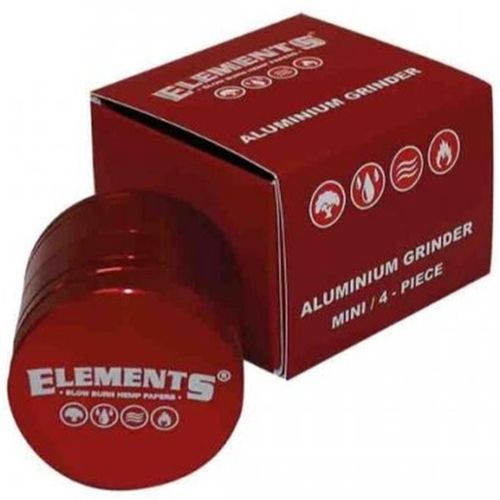 Elements Red Aluminium Grinder Mini - 4 Parts, 39mm