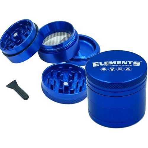 Elements Blue Aluminium Grinder Medium - 4 Parts, 56mm