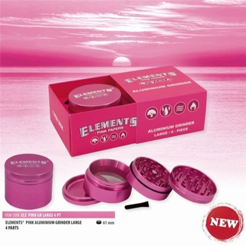 Elements Pink Aluminium Grinder - 4 Parts, 61mm