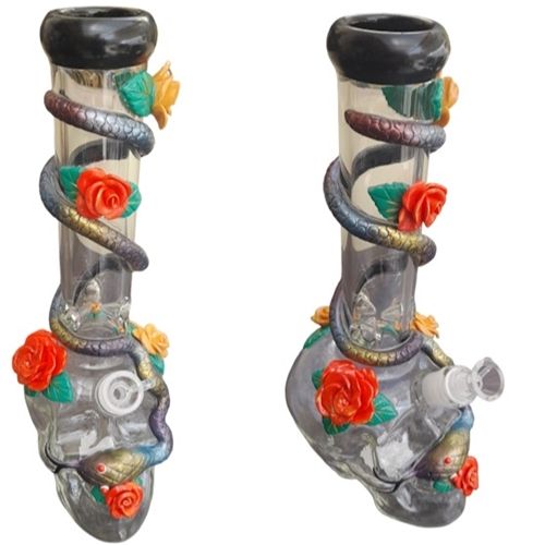 Skull Bong + Roses + Snake, 35cm