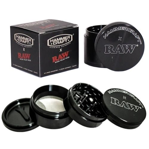 Hammercraft X RAW Alu Grinder Black - 4 Parts, 49 mm