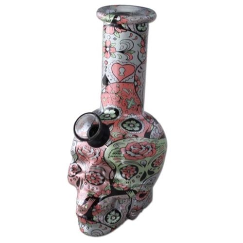 Skull Mini Glass Bong, 15cm, Color: #4