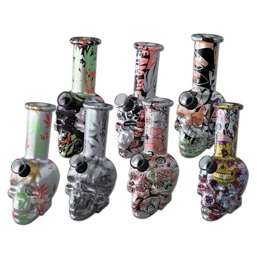 Skull Mini Glass Bong, 15cm