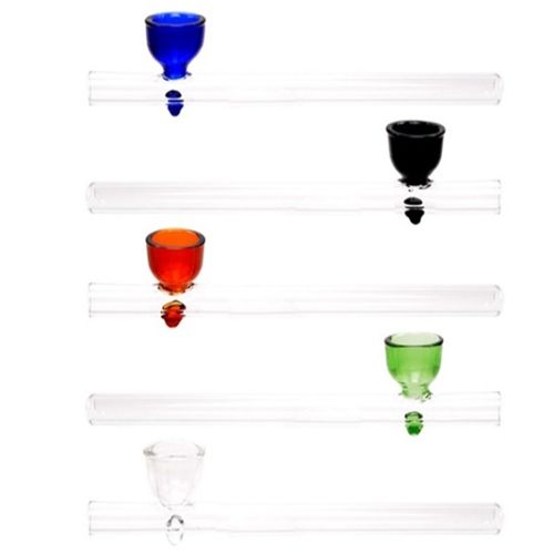 Glass Pipe Transparent with Coloured Bowl, 14cm