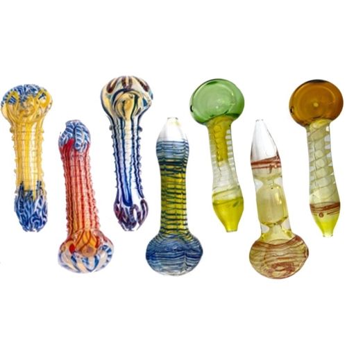 Glass Spoon Pipe Coloured Spiral, 10/12cm
