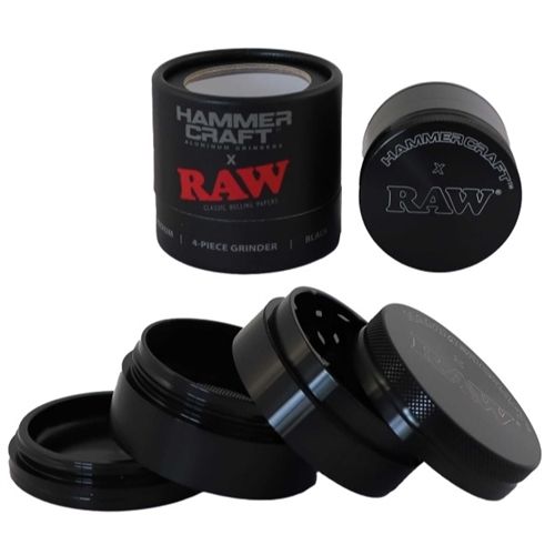 Hammercraft X RAW Alu Grinder Black - 4 Parts, 55 mm