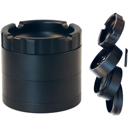 Hammercraft Black Aluminium Grinder with Ashtray