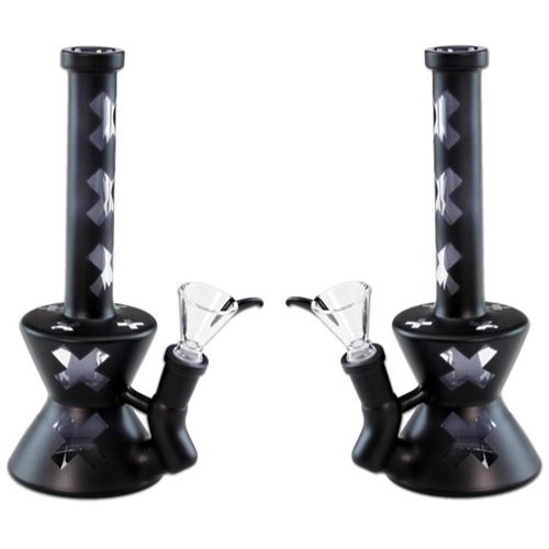 Black Matt Crosses Glass Bong, 21cm