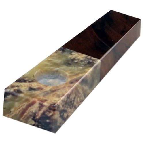 Soapstone Pipe with Shisham Wood, 8.5cm